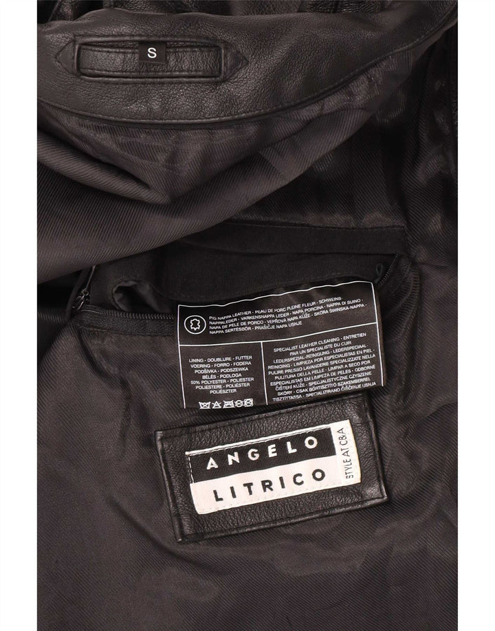 Angelo Litrico Chaqueta de cuero para hombre UK 36 Small Cuero negro