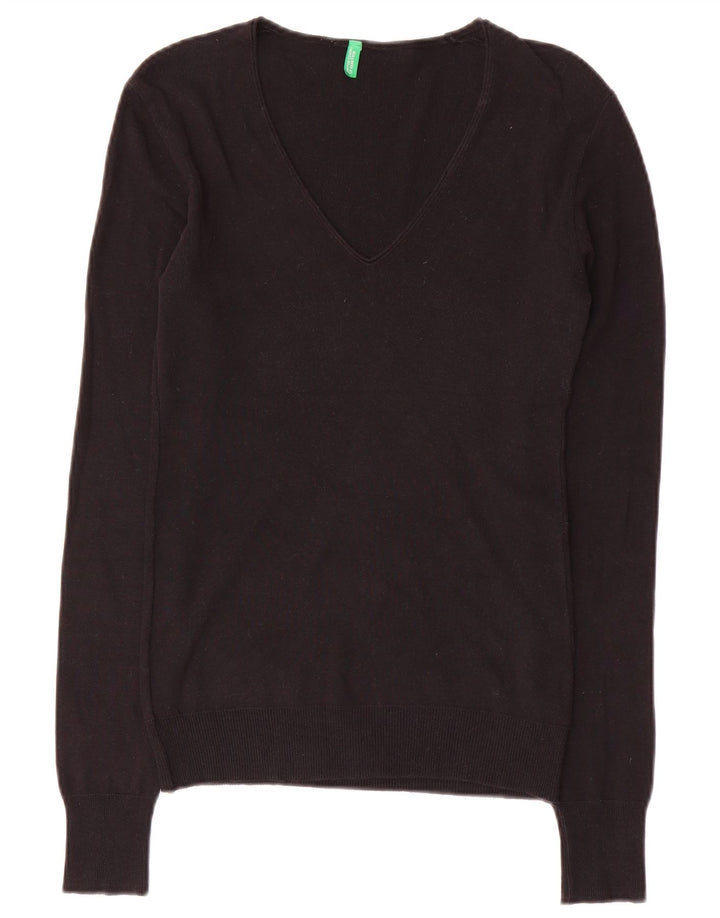 BENETTON Suéter con Cuello en V para Mujer UK 10 Small Black