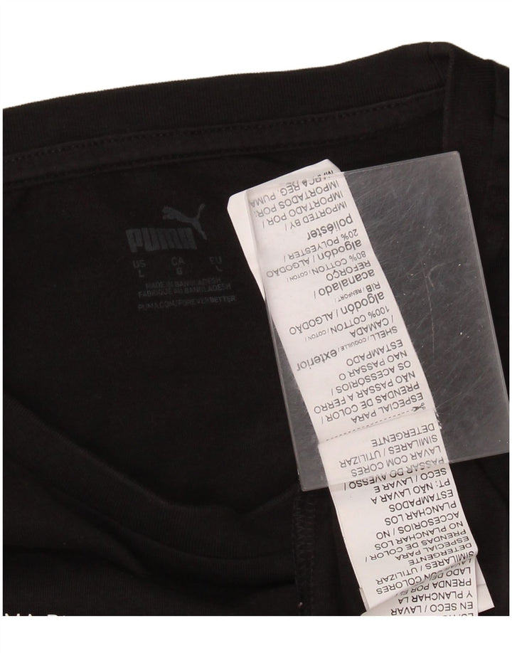 PUMA Camiseta gráfica para hombre Top grande de algodón negro
