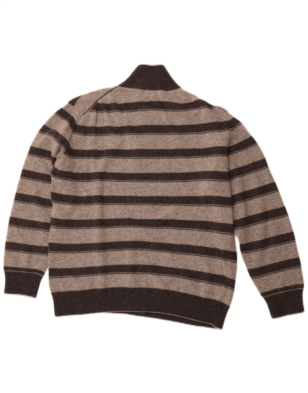 FILA Jersey con cuello y cremallera para hombre, talla 2XL, lana a rayas grises