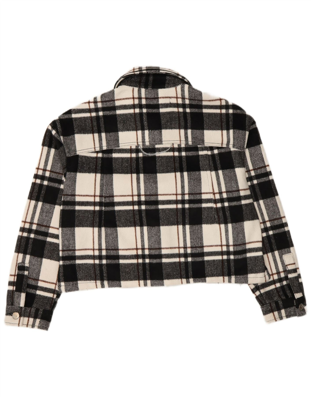 Zara Mujer Crop Chaqueta Bomber Extragrande UK 6 XS Poliéster A Cuadros Negro