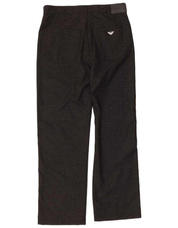 Armani Hombre Pantalones Casuales Rectos W33 L29 Poliéster Negro