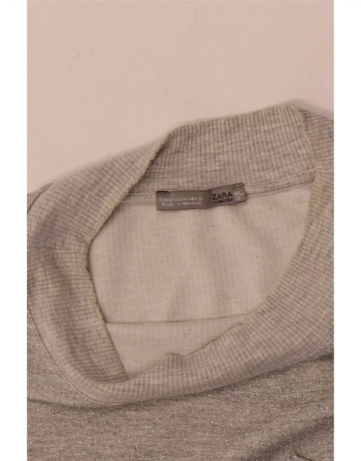 Zara Vestido Camiseta Mujer UK 44 Gris Medio