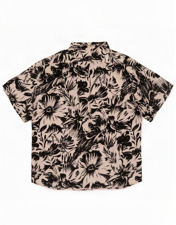 Vintage hombres hawaiano manga corta camisa XL multicolor floral