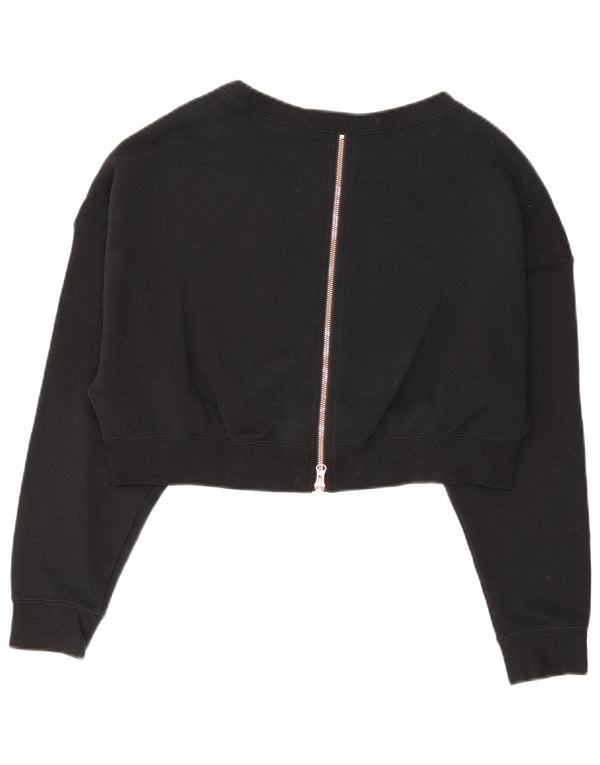 Nike Mujer Crop Graphic Sudadera Jumper UK 14 Mediano Negro Algodón