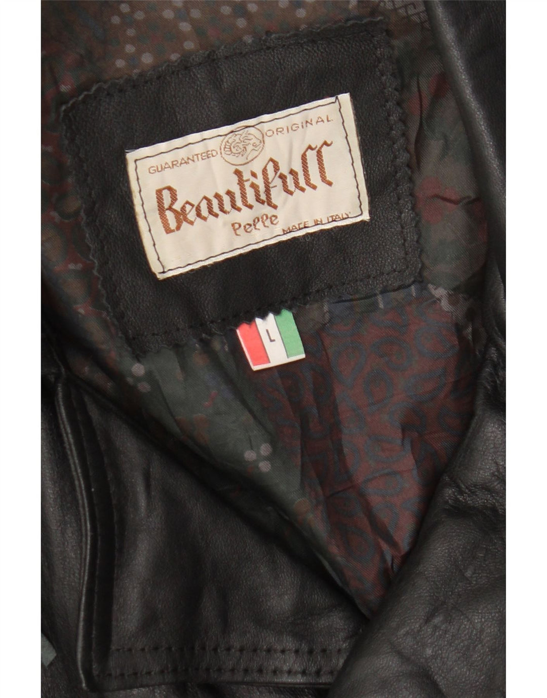 Vintage hombres cuero biker chaqueta Reino Unido 40 grande negro