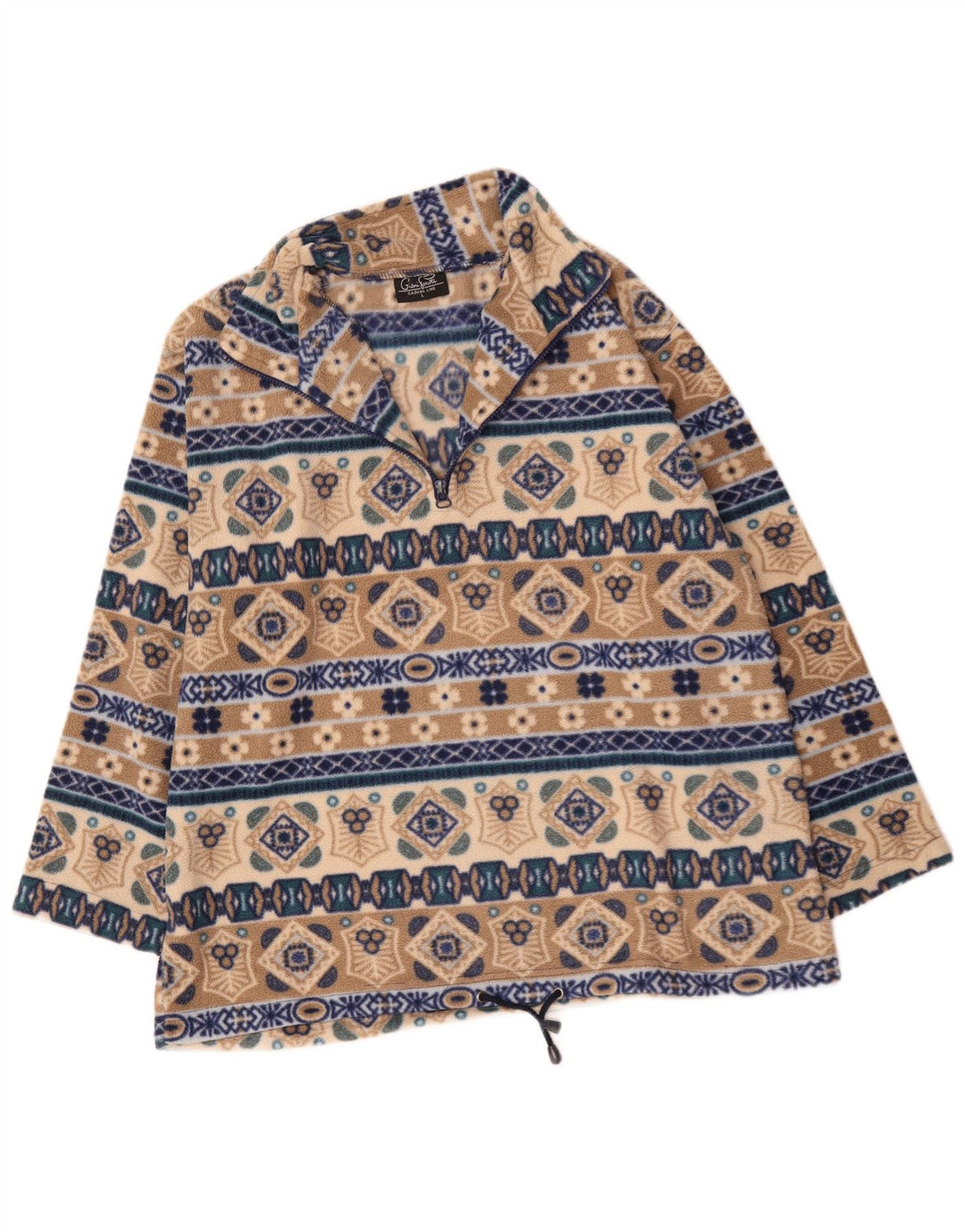 Giani Feroti Jersey de forro polar con cuello y cremallera para hombre Poliéster geométrico beige grande