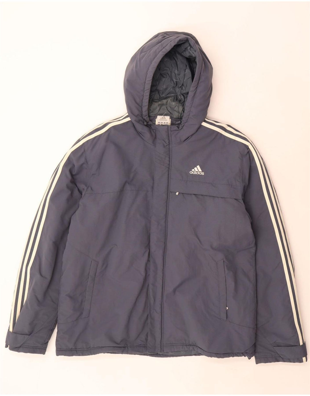 Adidas - Chaqueta acolchada con capucha para hombre, talla 40, poliamida gris grande