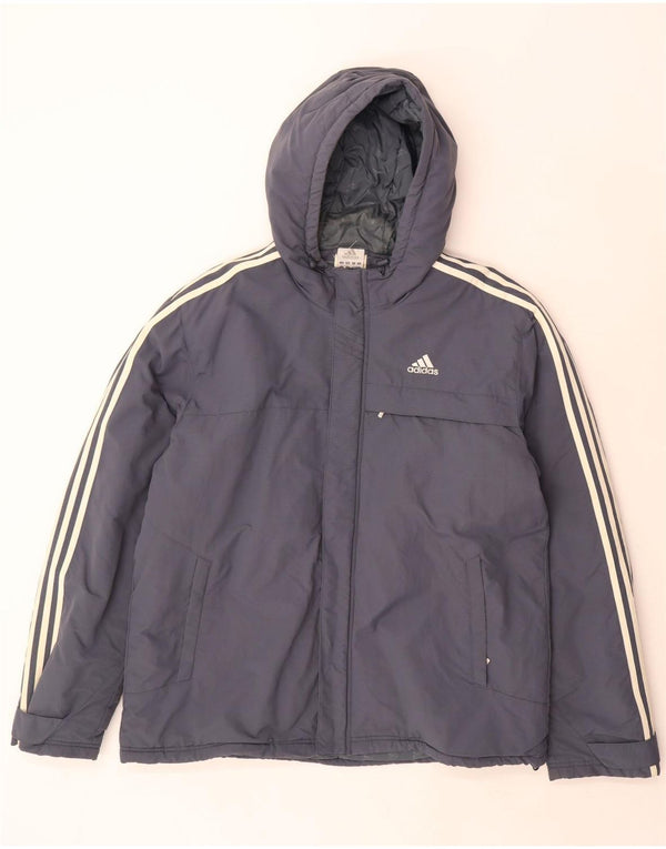 Adidas - Chaqueta acolchada con capucha para hombre, talla 40, poliamida gris grande