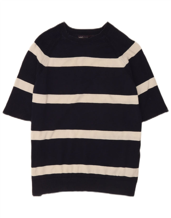 Marks & Spencer Suéter tipo jersey con cuello barco para mujer UK 40 Mediano Rayas negras