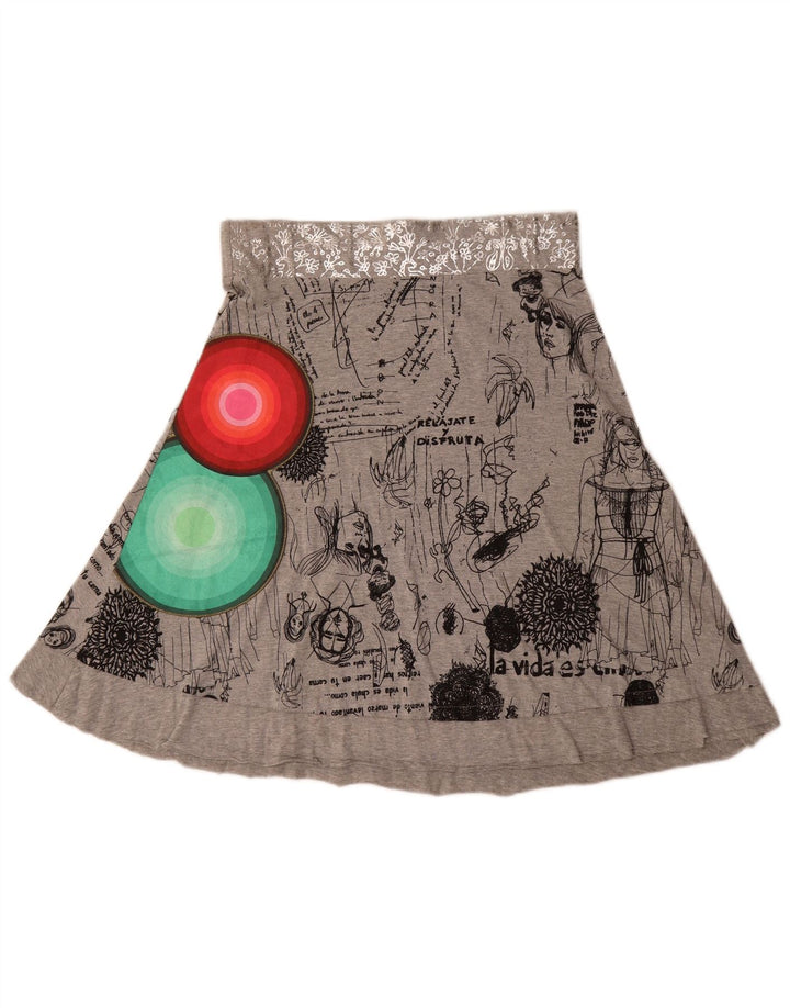 Desigual Mujer Falda Acampanada Gráfica Mediana W30 Algodón Geométrico Gris