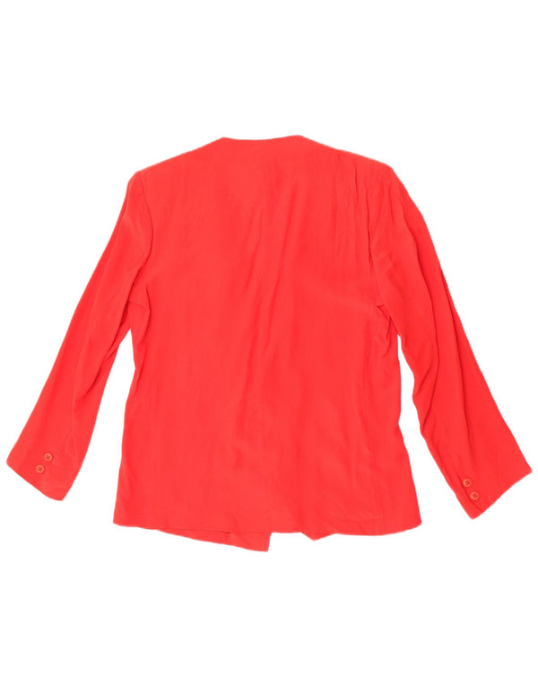 Vintage mujer 2 botones Blazer chaqueta IT 46 seda roja grande