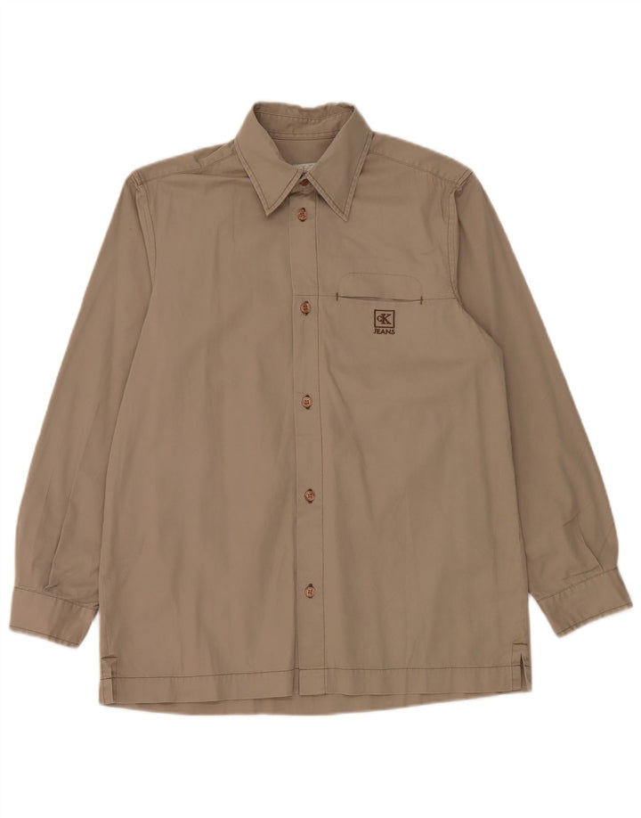 Calvin Klein Jeans Camisa para mujer US 12 Grande Gris Algodón