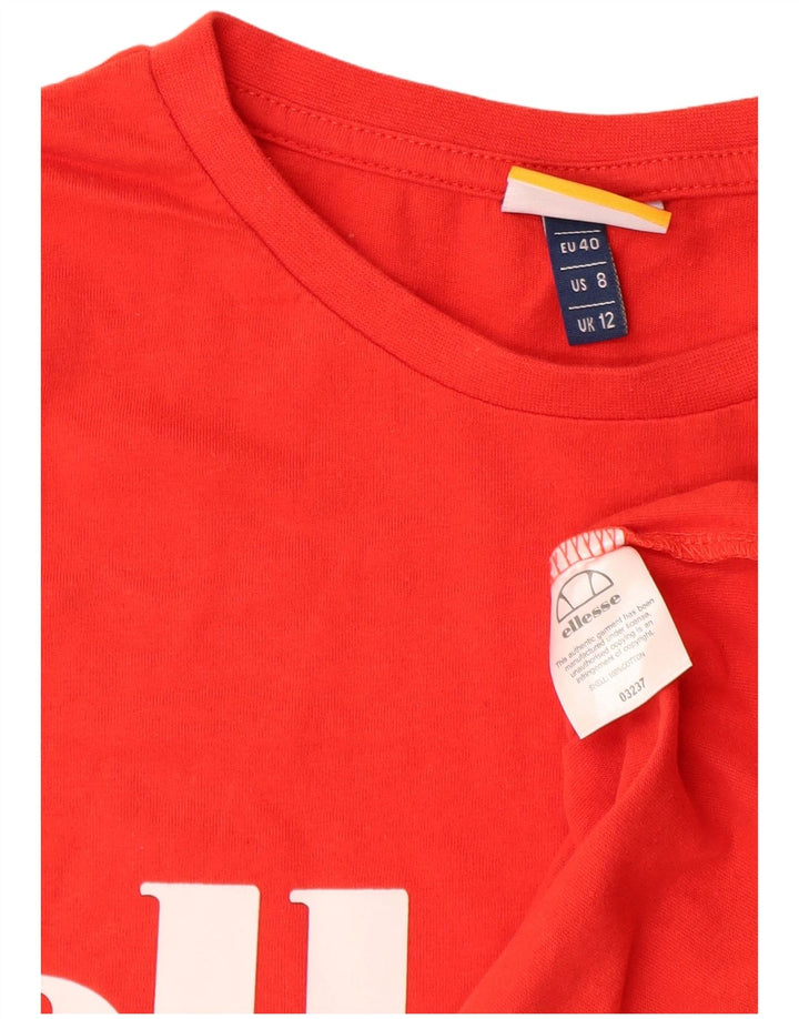 Ellesse Camiseta gráfica para mujer Top UK 12 Medium Red Cotton
