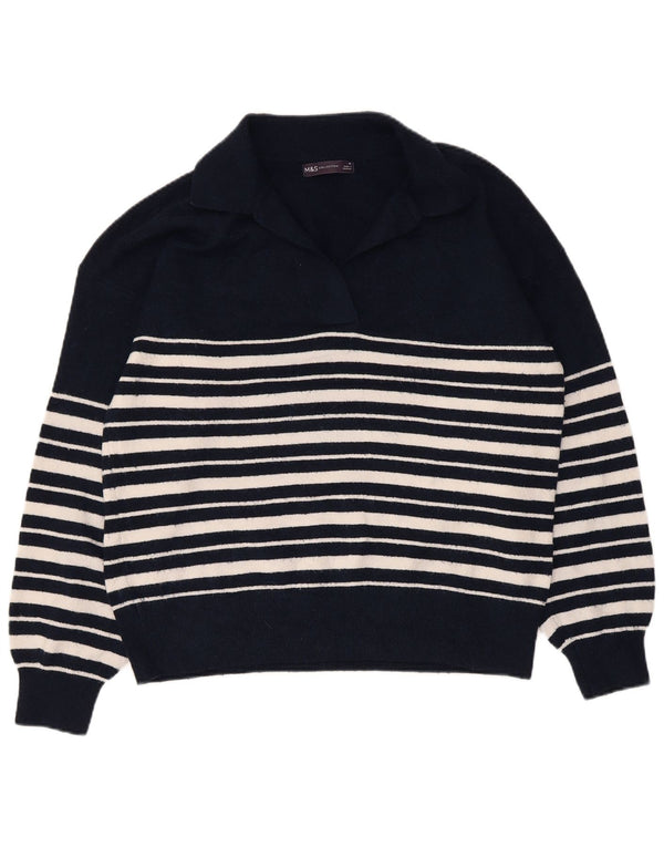 Marks & Spencer Suéter tipo jersey con cuello tipo polo para mujer UK 44 Azul marino mediano