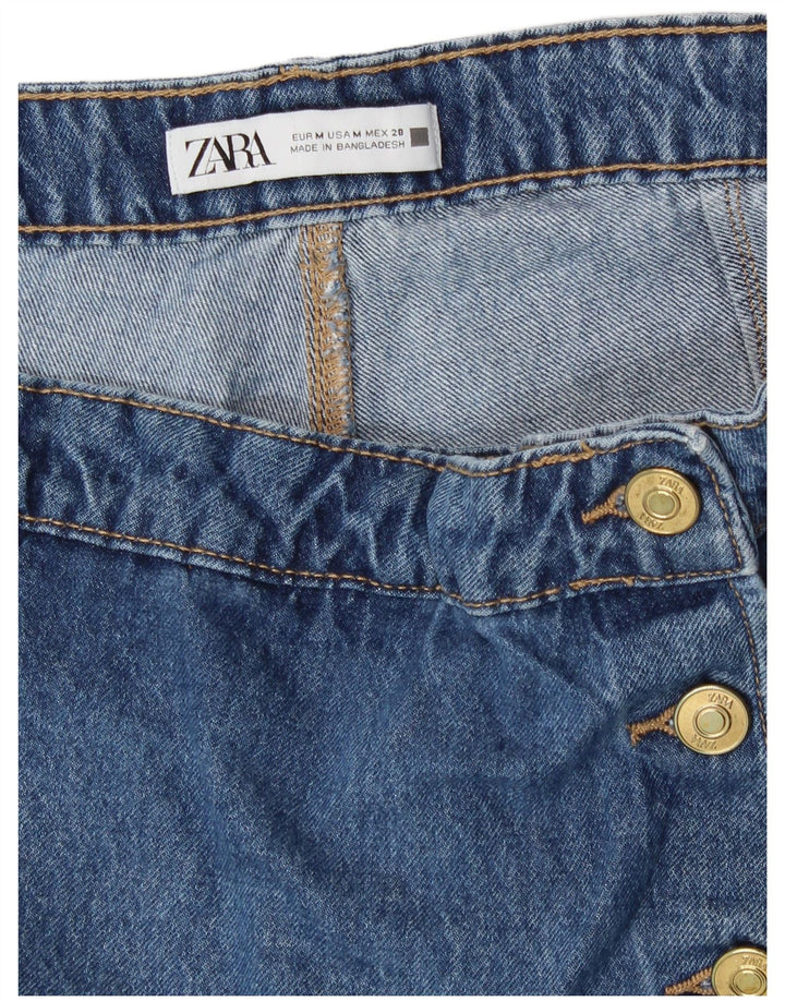 Zara Mujer Pantalones Cortos De Mezclilla De Cintura Alta Medio W28 Azul