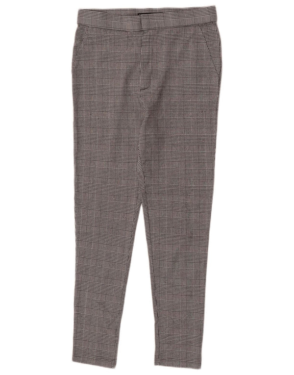 Zara Pantalón Chino Slim Fit Grande W30 L26 Viscosa A Cuadros Gris