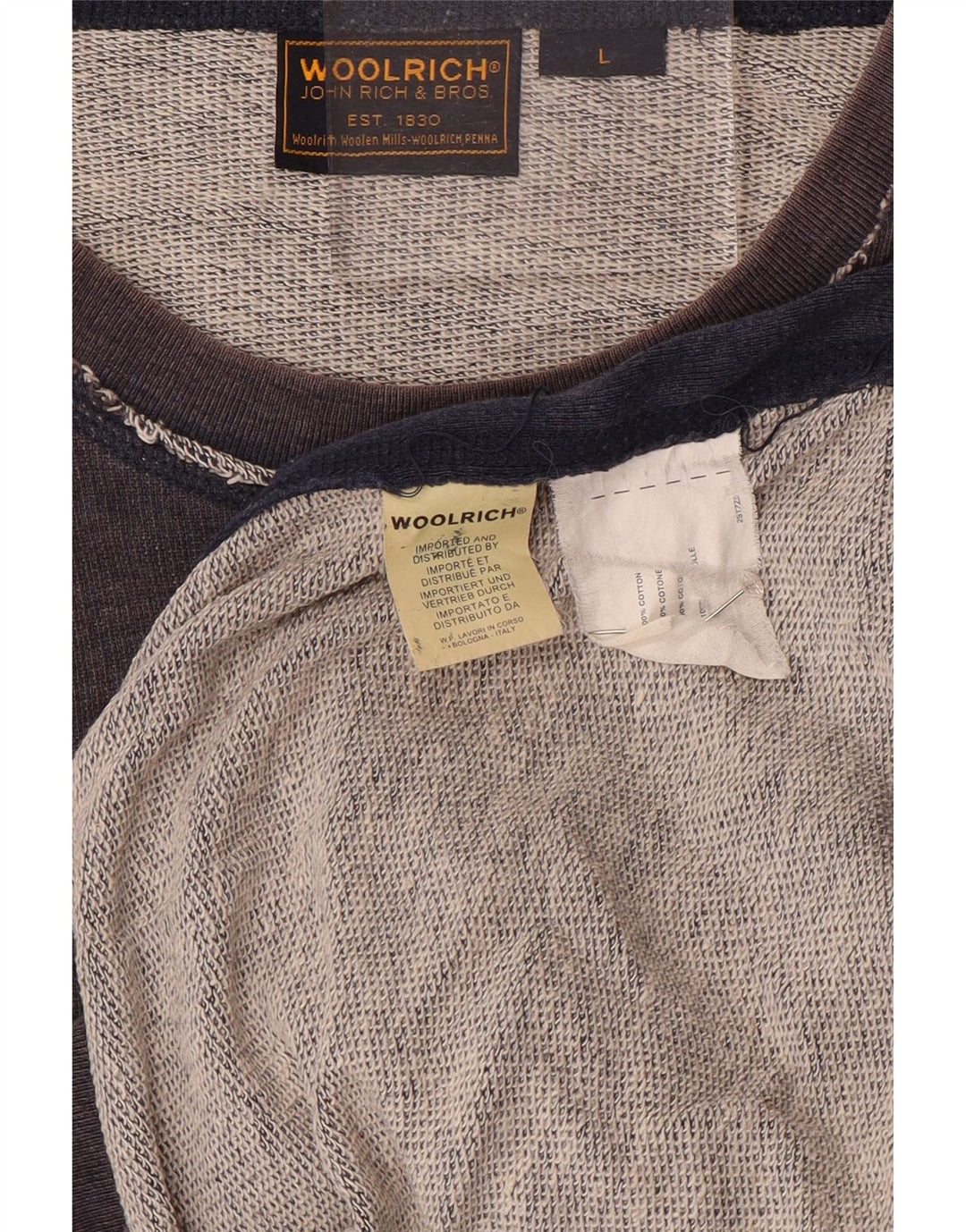 Woolrich Hombre Sudadera Gráfica Jumper Large Azul Marino Algodón