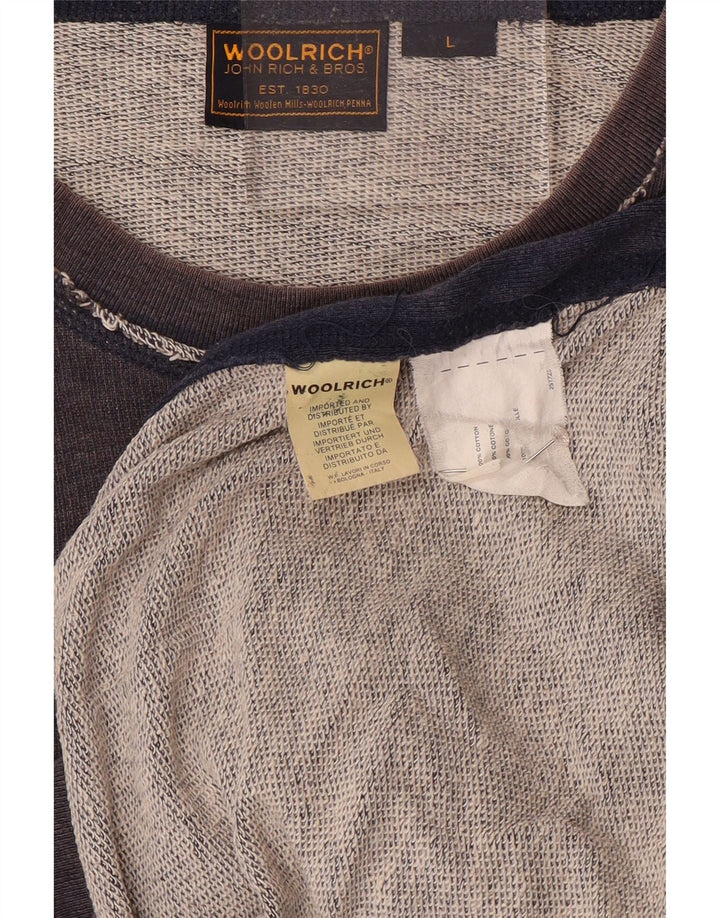 Woolrich Hombre Sudadera Gráfica Jumper Large Azul Marino Algodón