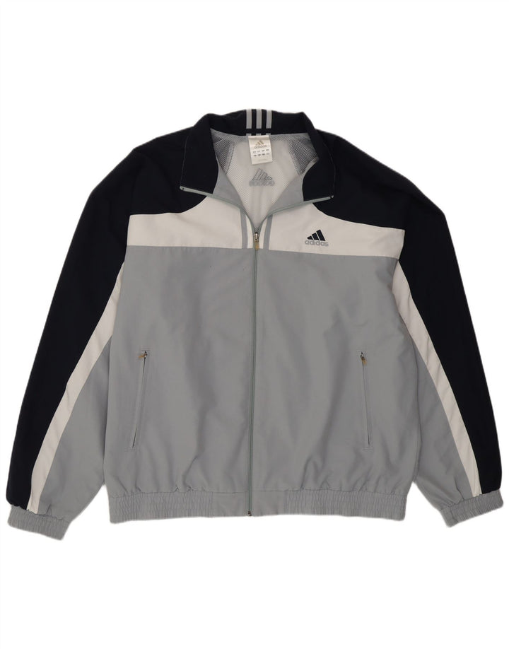 Adidas Chaqueta de chándal para hombre UK 46/48 XL Gris Colorblock Poliéster