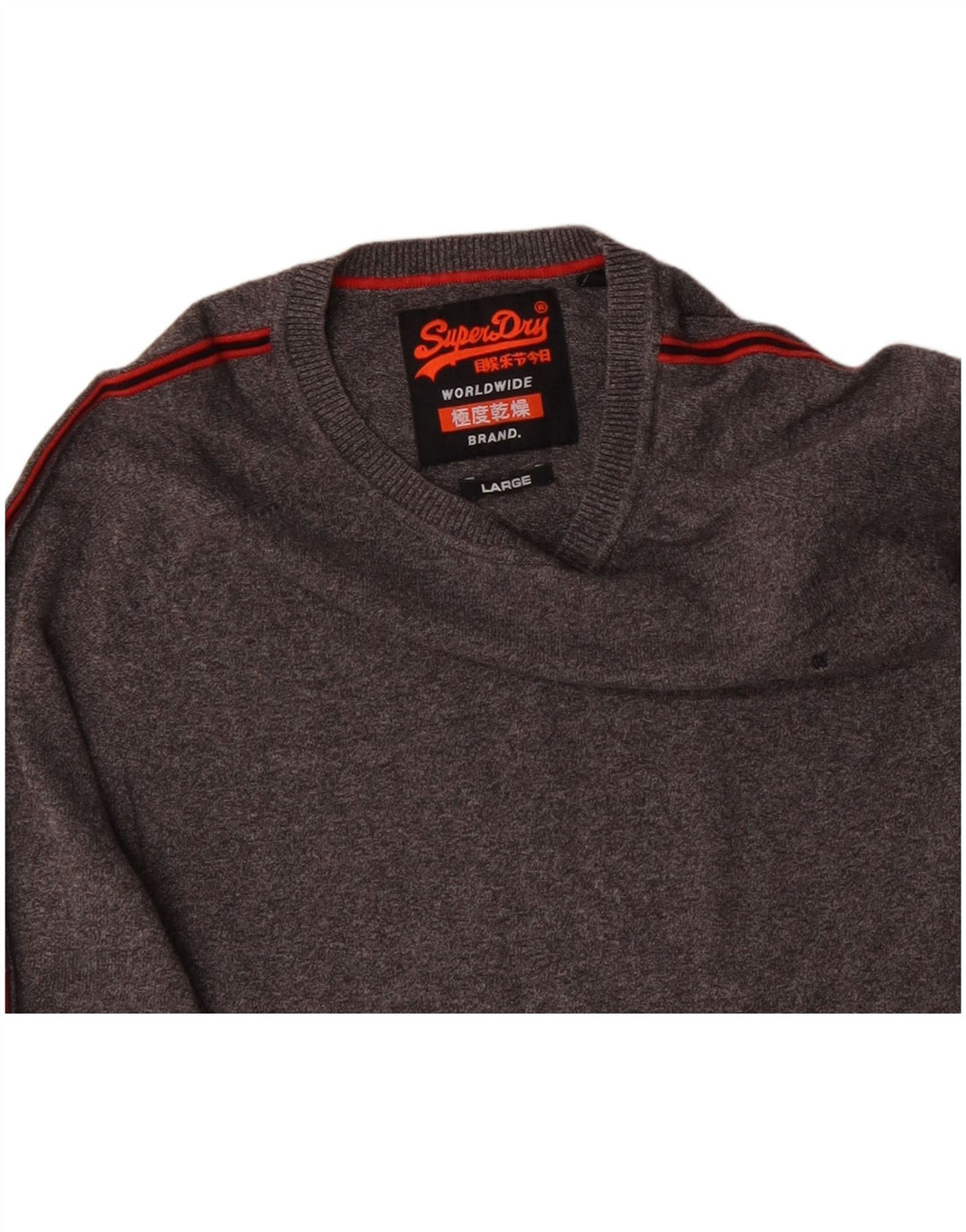 SUPERDRY Suéter tipo jersey con cuello barco para mujer UK 46 Grande Algodón moteado gris