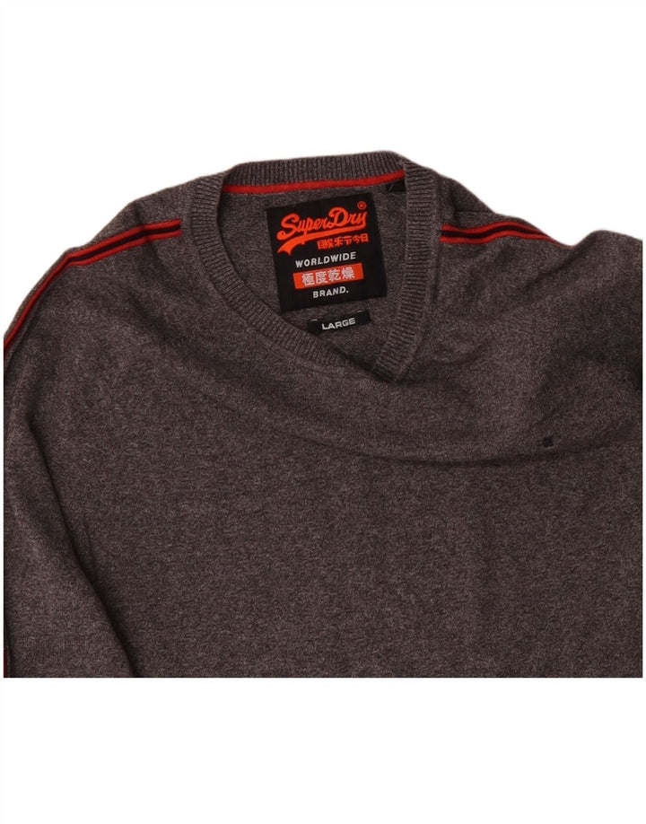 SUPERDRY Suéter tipo jersey con cuello barco para mujer UK 46 Grande Algodón moteado gris