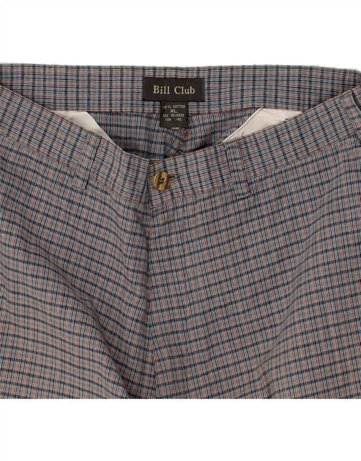 VINTAGE Pantalones cortos chinos para hombre W32 Algodón a cuadros gris medio