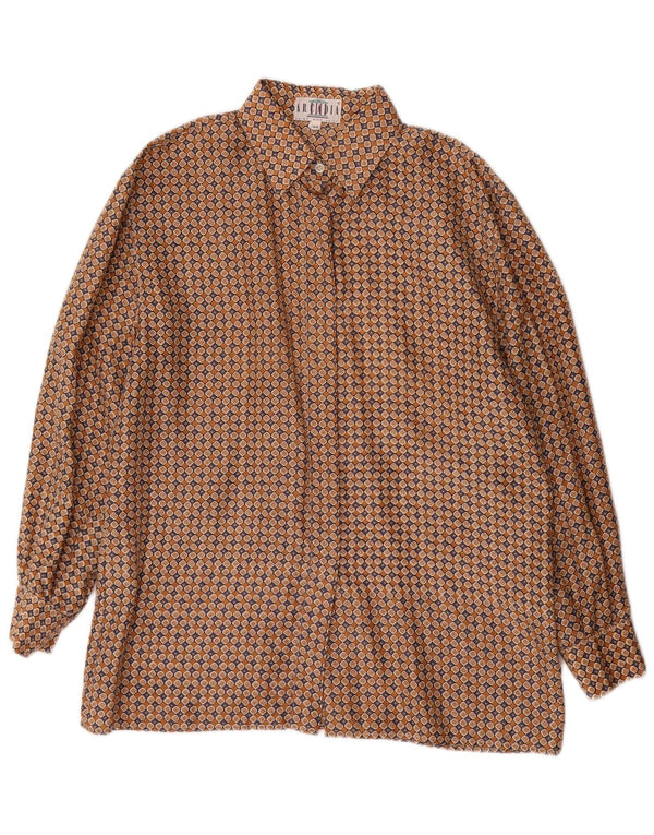 Blusa Camisa Mujer Arcadia IT 44 Seda Floral Marrón Medio