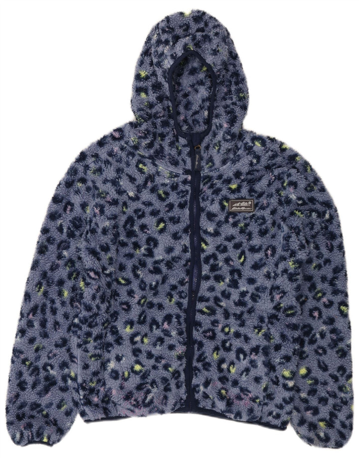 EDDIE BAUER Chaqueta polar con capucha para niña 13-14 años Grande Azul Estampado animal