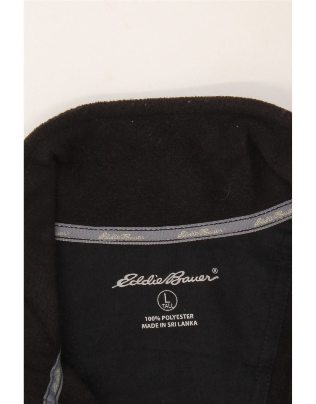 EDDIE BAUER Mens Tall Zip Neck Fleece Jumper Large Black Polyester Vintage Eddie Bauer and Second-Hand Eddie Bauer from Messina Hembry 