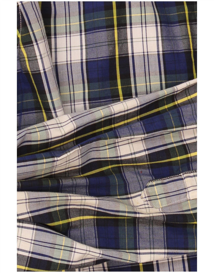 Camisa Nautica Hombre Grande Azul Marino Cuadros Algodón