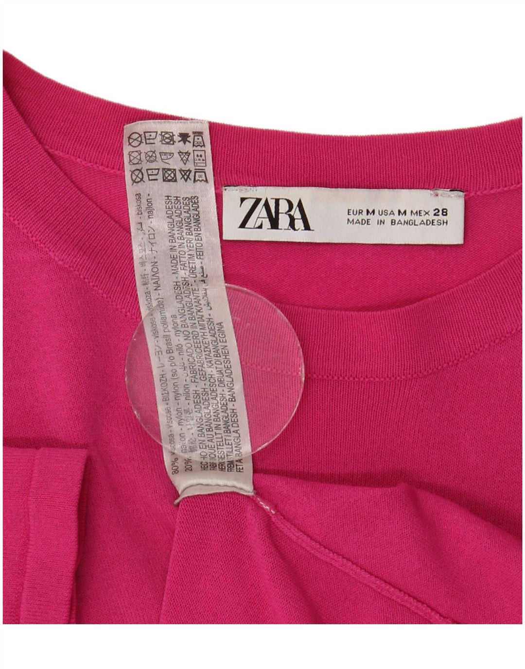 Zara Camiseta Mujer Top UK 40 Viscosa Rosa Mediana