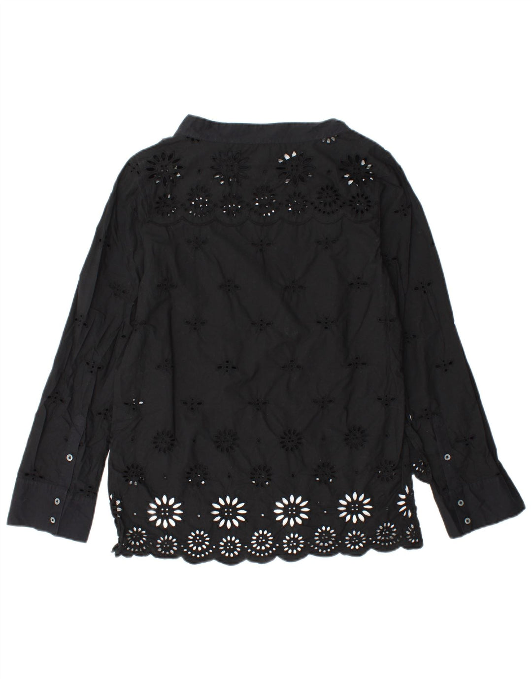 J. CREW Blusa de manga larga para mujer US 2 XS Algodón floral negro