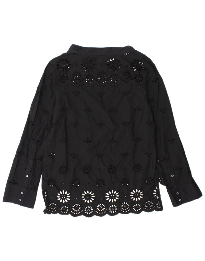 J. CREW Blusa de manga larga para mujer US 2 XS Algodón floral negro