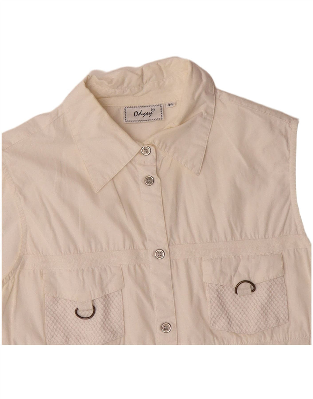 VINTAGE Mujer Utility Gilet IT 44 Algodón Blanco Medio