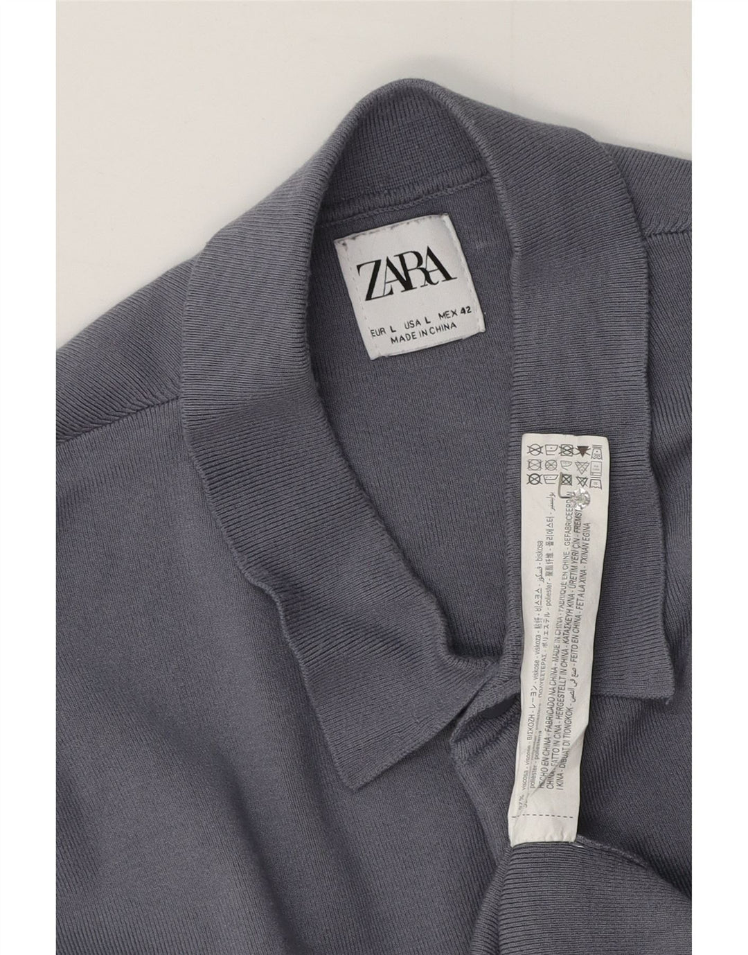 Zara Polo Hombre Viscosa Gris Grande