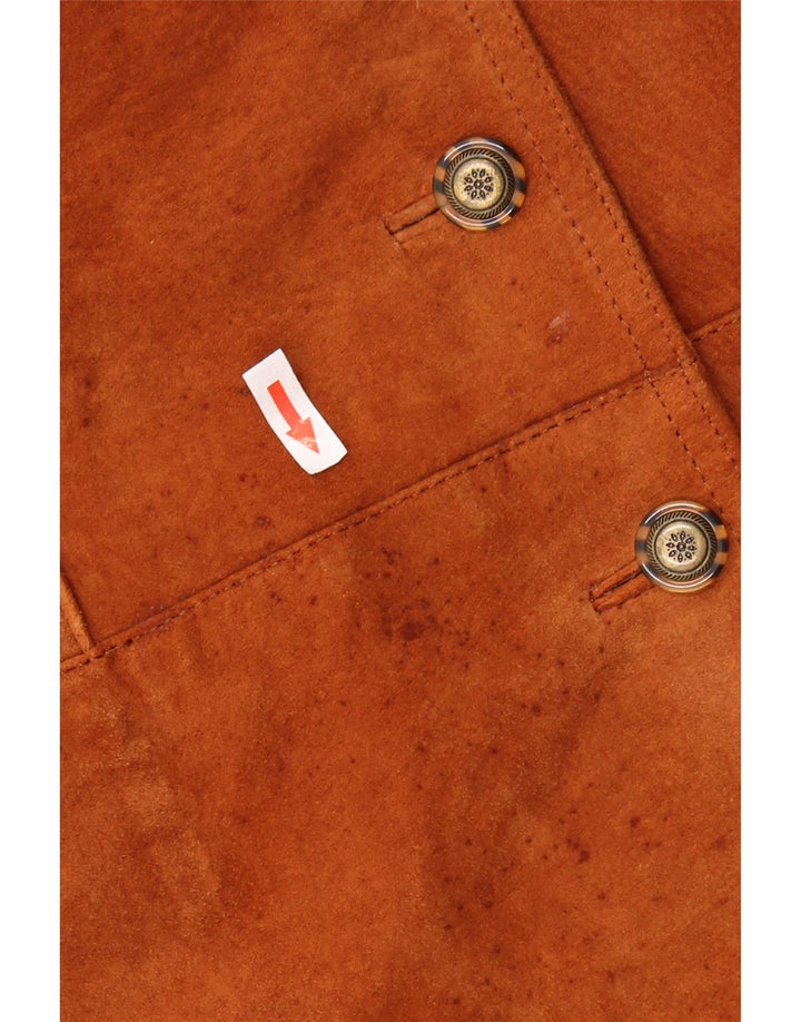 VINTAGE Chaleco de ante para mujer Reino Unido 24 4XL Cuero marrón