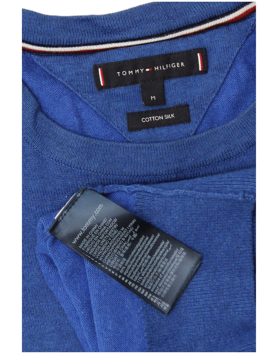 Tommy Hilfiger Jersey de cuello redondo para hombre de algodón azul medio