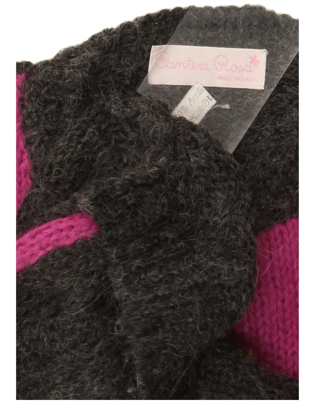 VINTAGE suéter de cuello redondo para mujer Reino Unido 14 bloque de color gris grande