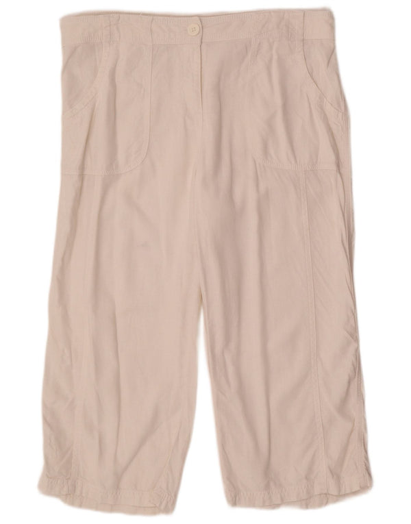 Marks & Spencer Pantalones Capri Rectos para Mujer UK 46 Large W36 L21 Blanco