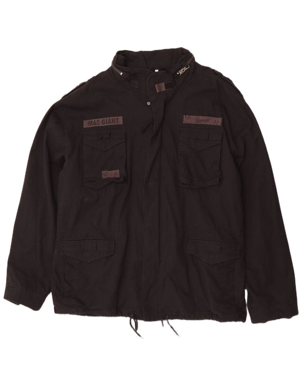 Brandit Chaqueta militar con capucha para hombre UK 48 4XL Algodón color block negro