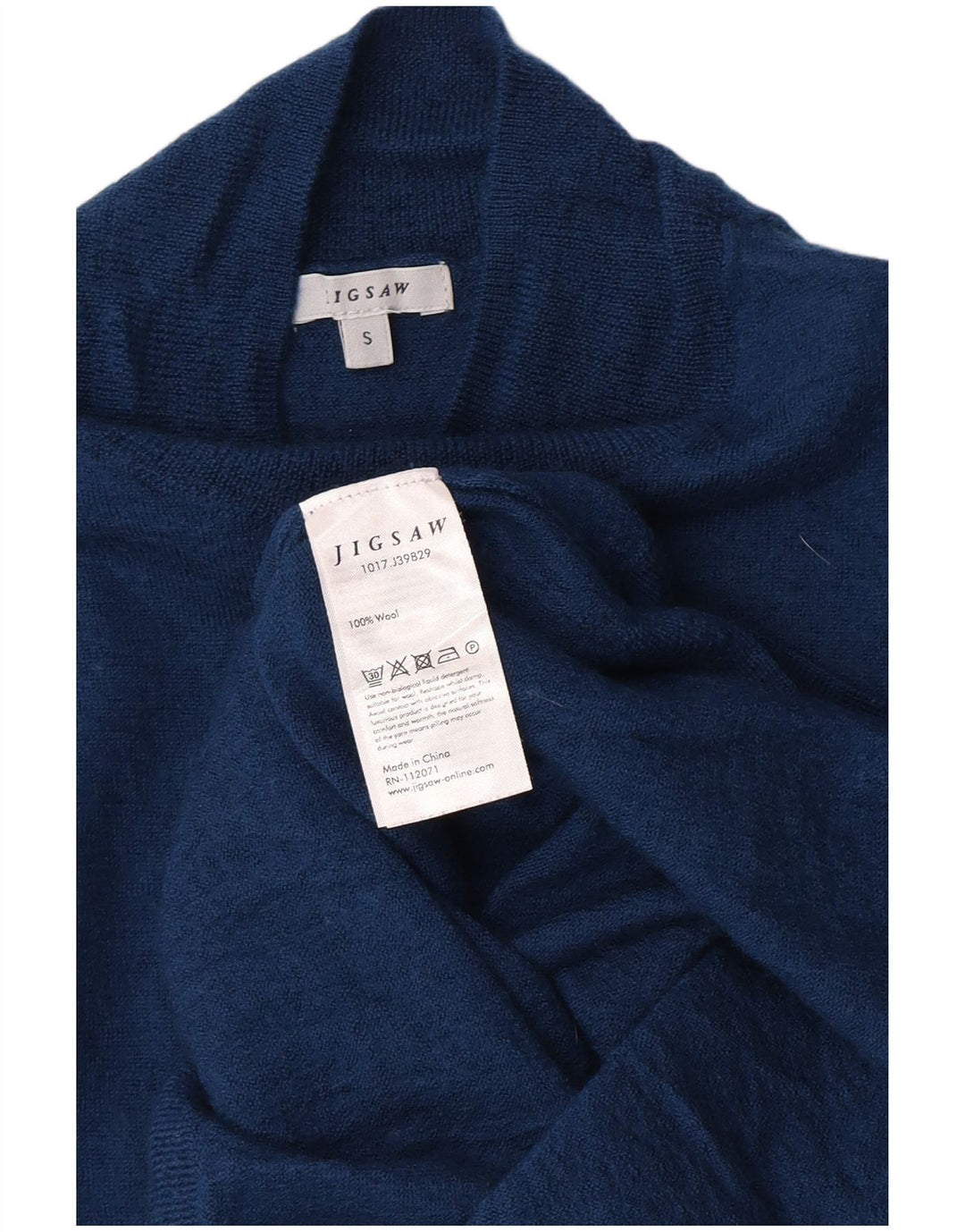 Jigsaw Jersey de cuello alto para mujer, talla 8, lana azul pequeña