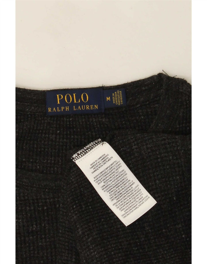 Polo Ralph Lauren Camiseta para hombre de manga larga de algodón moteado gris medio