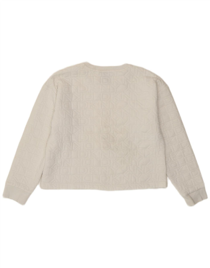 Dkny - Sudadera con gráfico corto para mujer, talla 40, poliéster blanco mediano
