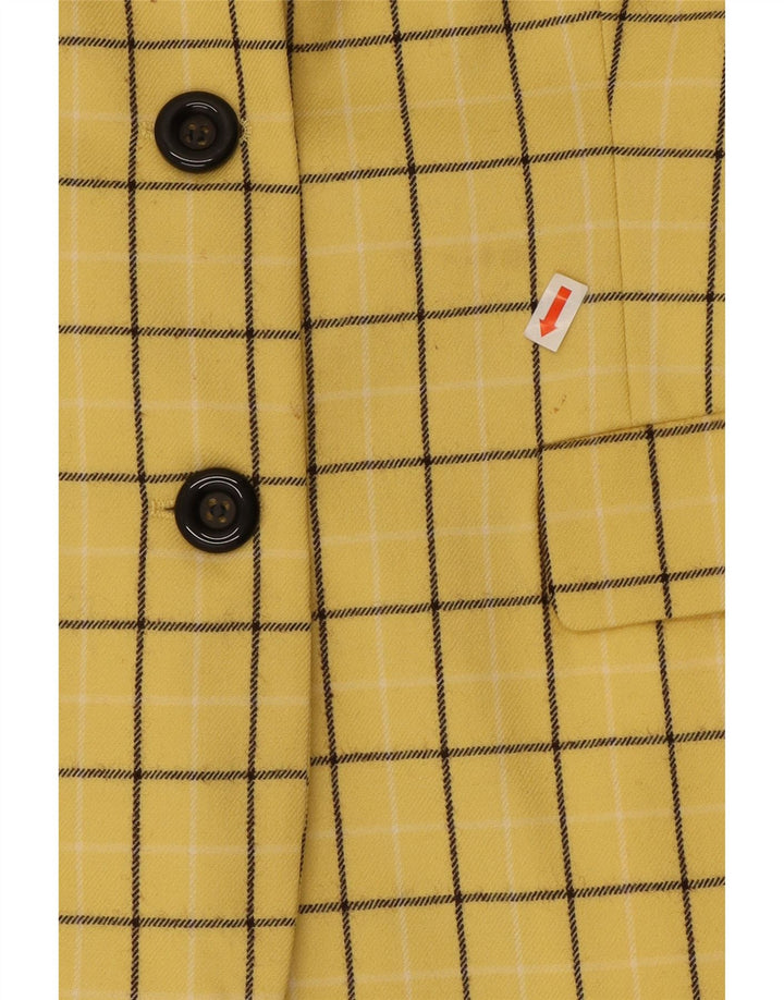 Oliver By Valentino Chaqueta tipo blazer de 3 botones para mujer IT 46 Cuadros amarillos grandes