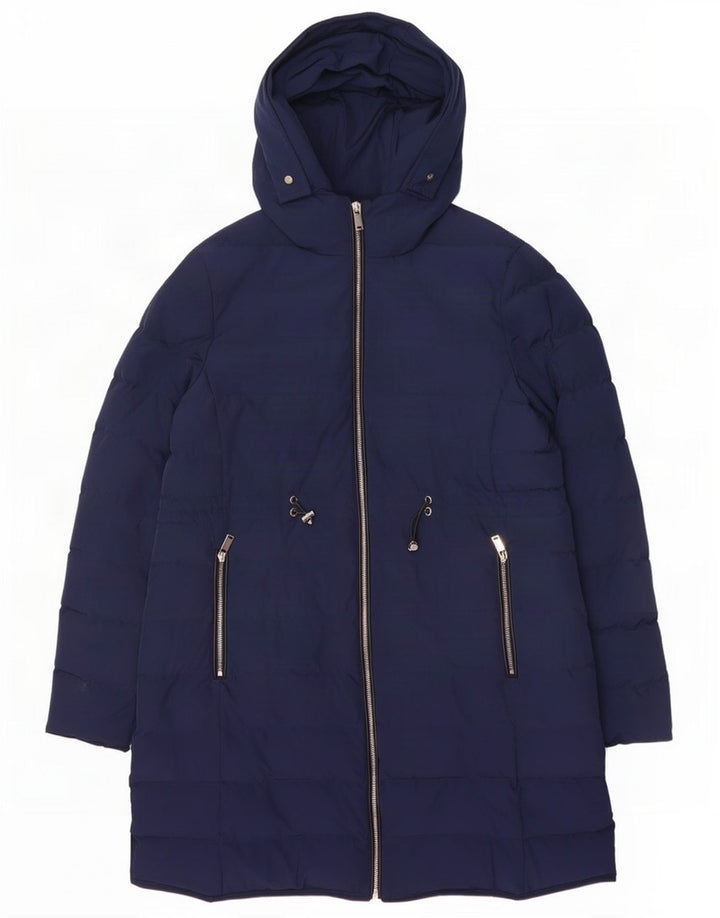 Jaeger Abrigo acolchado con capucha para mujer UK 44 Large Azul marino Poliéster
