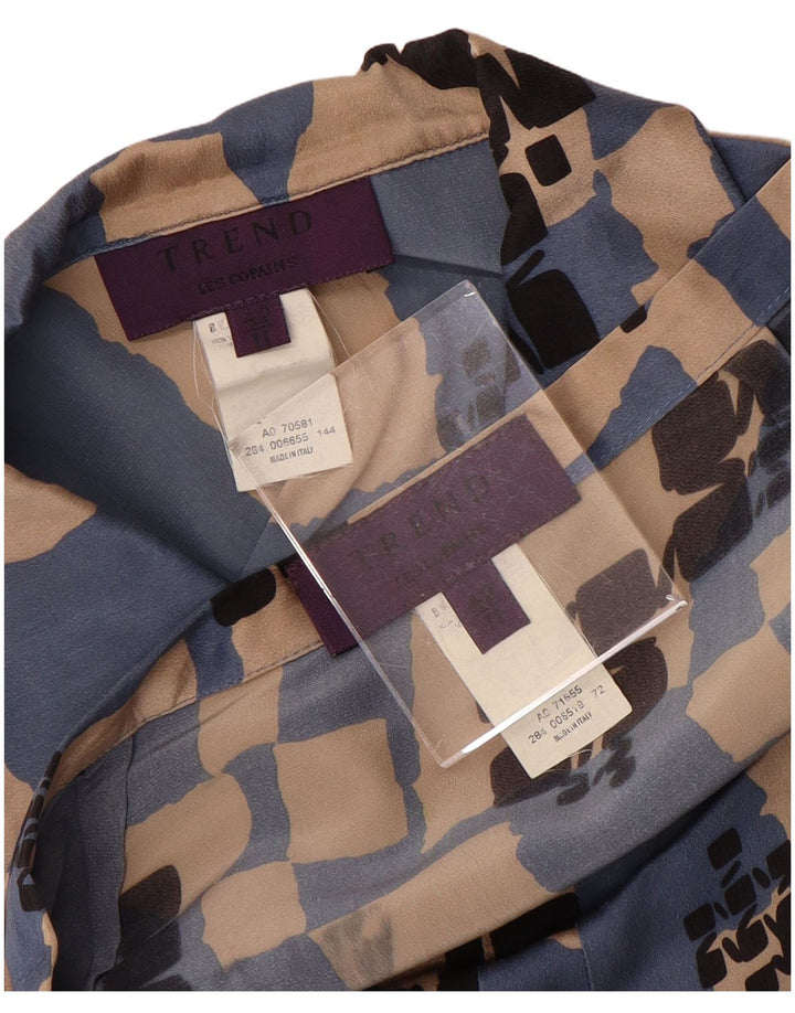 LES COPAINS Conjunto de falda de 2 piezas para mujer IT 42 Medium W28 Seda geométrica azul