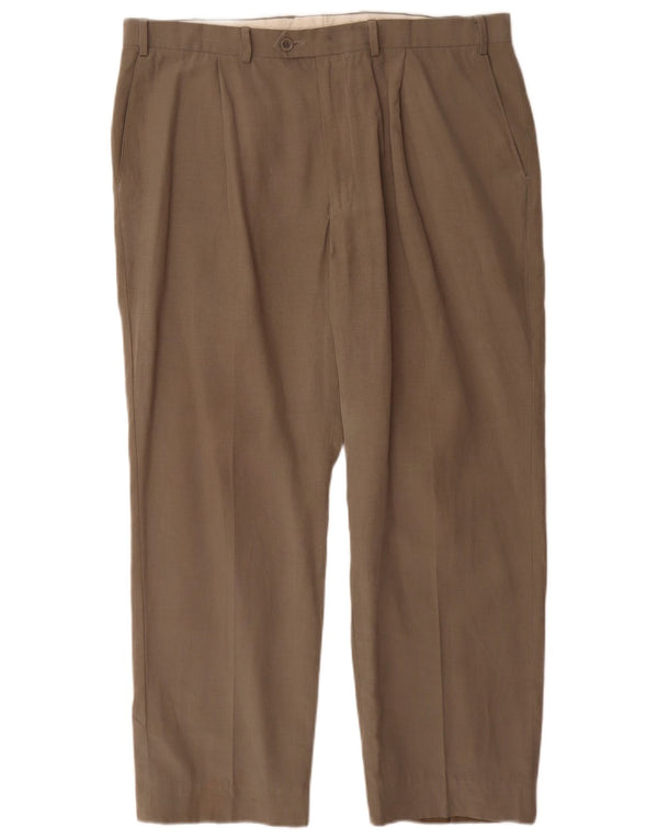 Marks & Spencer Pantalón de traje recto para hombre W38 L29 Caqui Lyocell