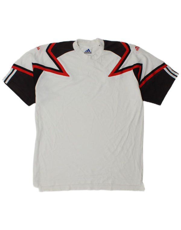 Adidas Camiseta para hombre Top UK 40/42 Medium Blanco Colorblock Algodón