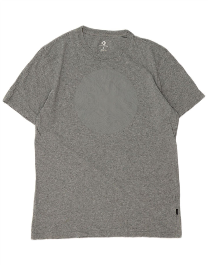 Converse - Camiseta gráfica para hombre, talla grande, algodón gris